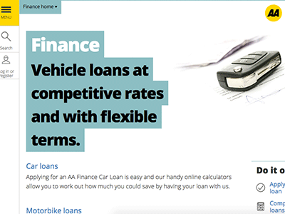 AA Finance homepage