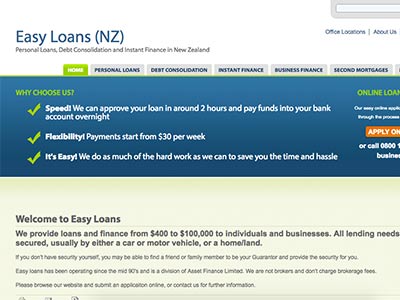 Easy Loans (NZ) homepage