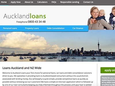 Auckland Loans homepage
