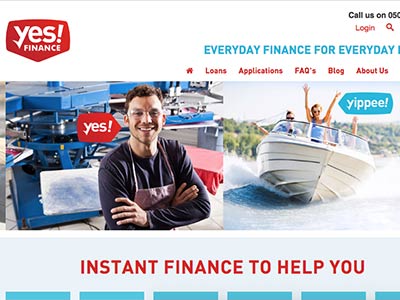screenshot of Yes Finance homepage screenshot of Yes Finance homepage