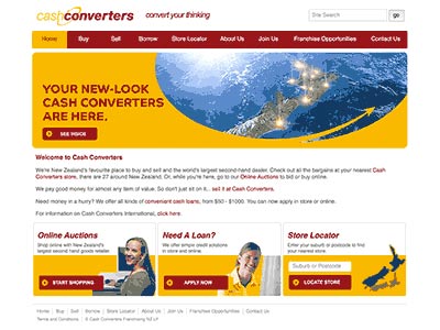 screenshot of Cash Converters homepage screenshot of Cash Converters homepage