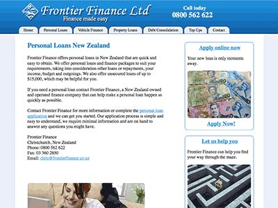 Frontier Finance homepage