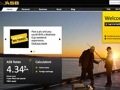 screenshot of ASB Bank homepage screenshot of ASB Bank homepage