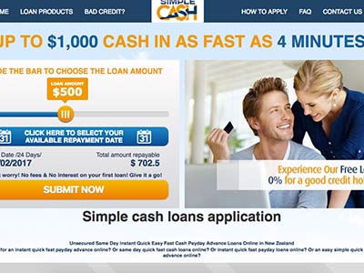 screenshot of Simple Cash homepage screenshot of Simple Cash homepage