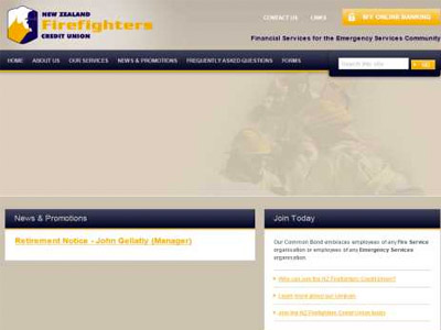 screenshot of New Zealand Firefighters Credit Union homepage screenshot of New Zealand Firefighters Credit Union homepage