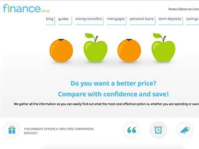 screenshot of finance.co.nz homepage screenshot of finance.co.nz homepage