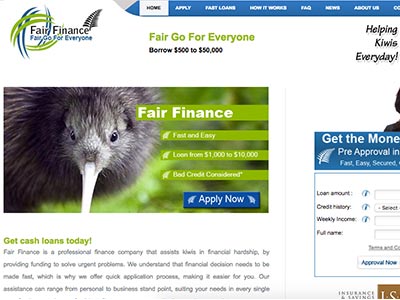 screenshot of Fair Finance homepage screenshot of Fair Finance homepage