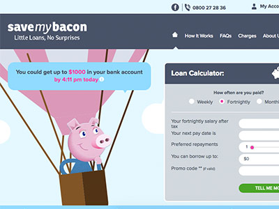 screenshot of Save My Bacon homepage screenshot of Save My Bacon homepage