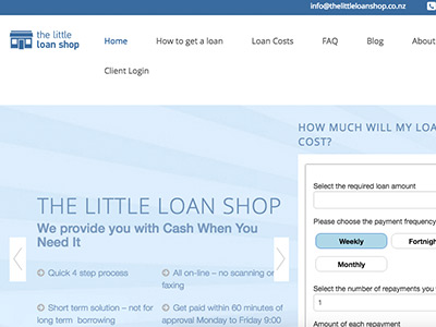 screenshot of The Little Loan Shop homepage screenshot of The Little Loan Shop homepage