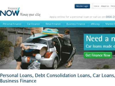 screenshot of Finance Now homepage screenshot of Finance Now homepage