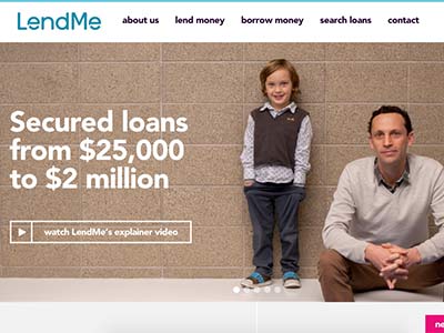 screenshot of LendMe homepage screenshot of LendMe homepage