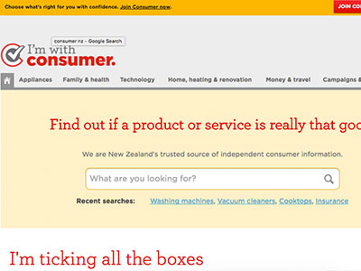 Consumer homepage