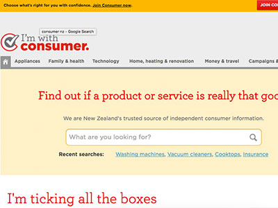 screenshot of Consumer homepage screenshot of Consumer homepage