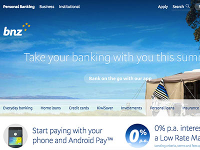 BNZ Bank homepage