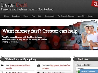 screenshot of Crester Credit homepage screenshot of Crester Credit homepage