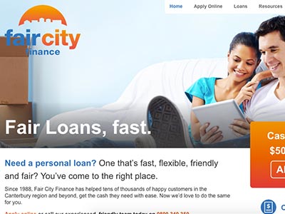 Fair City Finance homepage