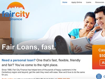 screenshot of Fair City Finance homepage screenshot of Fair City Finance homepage