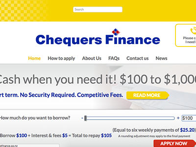 screenshot of Chequers Finance homepage screenshot of Chequers Finance homepage