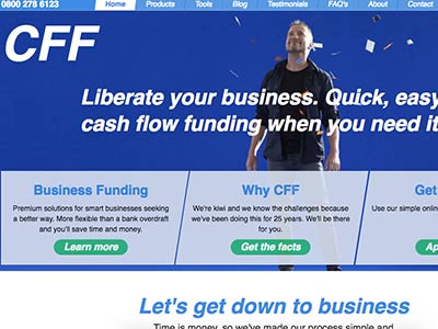 screenshot of Cashflow Funding homepage screenshot of Cashflow Funding homepage