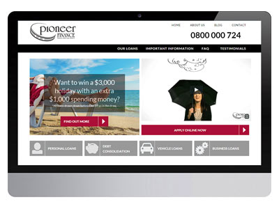 screenshot of Pioneer Finance homepage screenshot of Pioneer Finance homepage