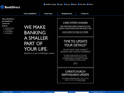 screenshot of Bank Direct homepage screenshot of Bank Direct homepage