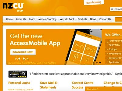 screenshot of NZCU South homepage screenshot of NZCU South homepage