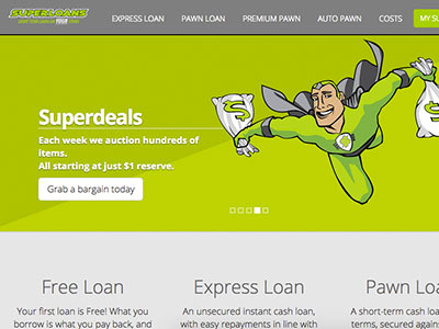 screenshot of Super Loans homepage screenshot of Super Loans homepage