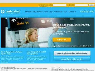 screenshot of Cash Relief homepage screenshot of Cash Relief homepage
