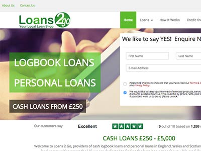 screenshot of Loans 2 Go homepage screenshot of Loans 2 Go homepage