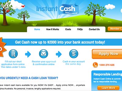 screenshot of Instant Cash Online homepage screenshot of Instant Cash Online homepage