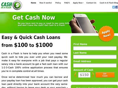 Cash in a Flash homepage