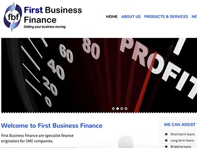 screenshot of First Business Finance homepage screenshot of First Business Finance homepage