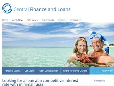 screenshot of Central Finance & Loans homepage screenshot of Central Finance & Loans homepage