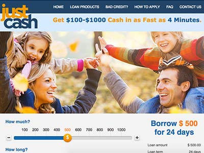 screenshot of Just Cash homepage screenshot of Just Cash homepage