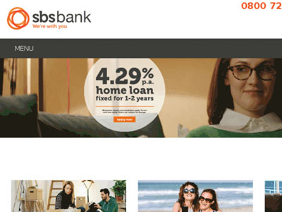 screenshot of SBS Bank homepage screenshot of SBS Bank homepage