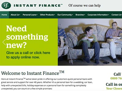 screenshot of Instant Finance homepage screenshot of Instant Finance homepage