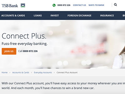 screenshot of TSB Bank homepage screenshot of TSB Bank homepage