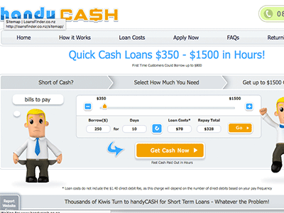 screenshot of Handy Cash homepage screenshot of Handy Cash homepage