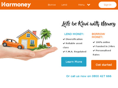 screenshot of Harmoney homepage screenshot of Harmoney homepage