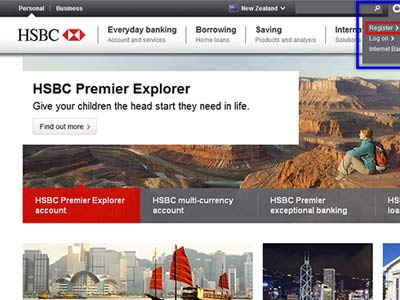 screenshot of HSBC homepage screenshot of HSBC homepage