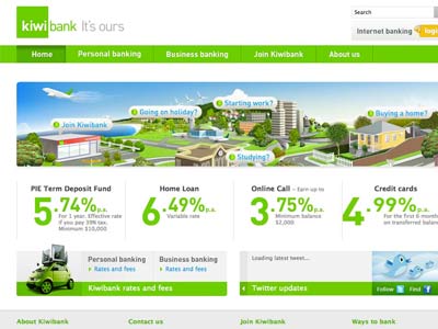 Kiwi Bank Personal Loan homepage